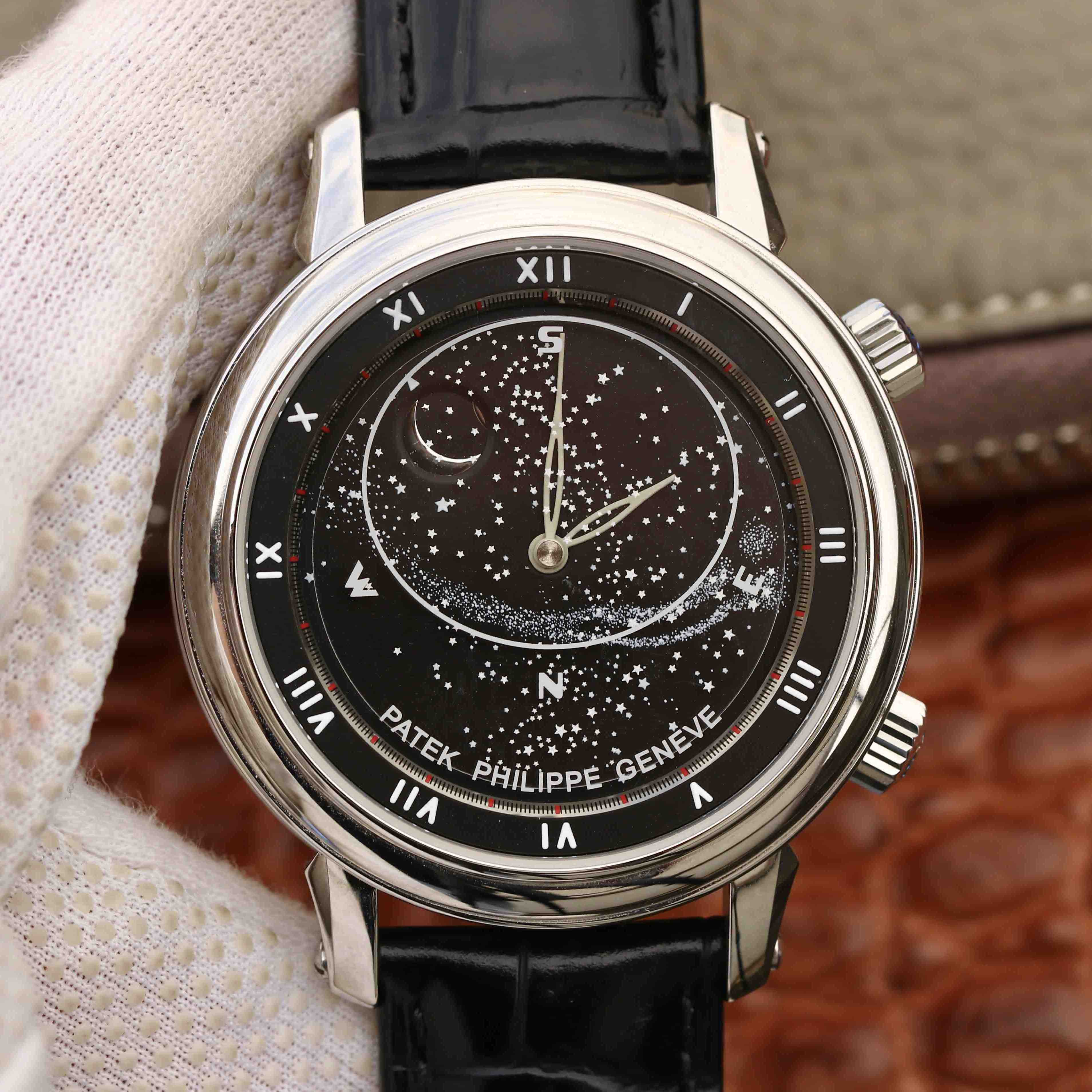 PATEK CELESTIAL SKY MOON WHITE GOLD 43MM BLACK DIAL