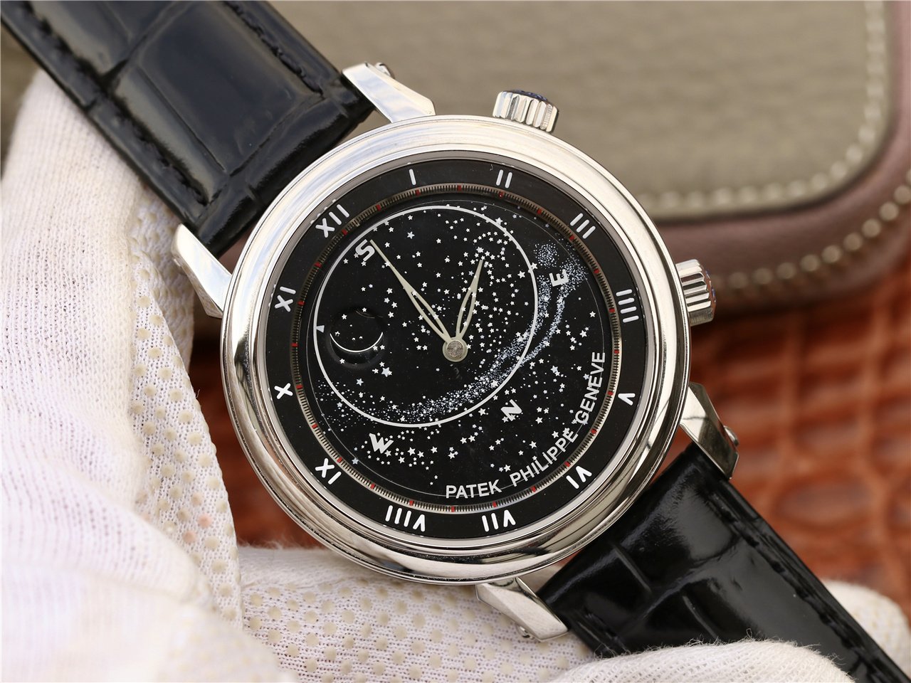 PATEK CELESTIAL SKY MOON WHITE GOLD 43MM BLACK DIAL