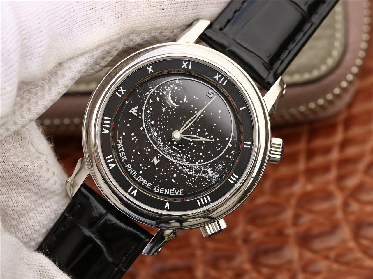 PATEK CELESTIAL SKY MOON WHITE GOLD 43MM BLACK DIAL