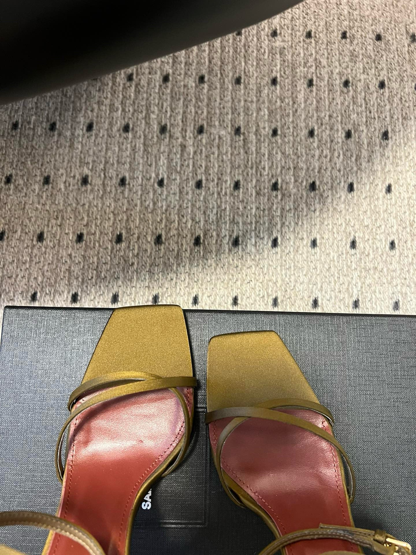 YSL Opyum Sandals Olive Green Fabric Leather