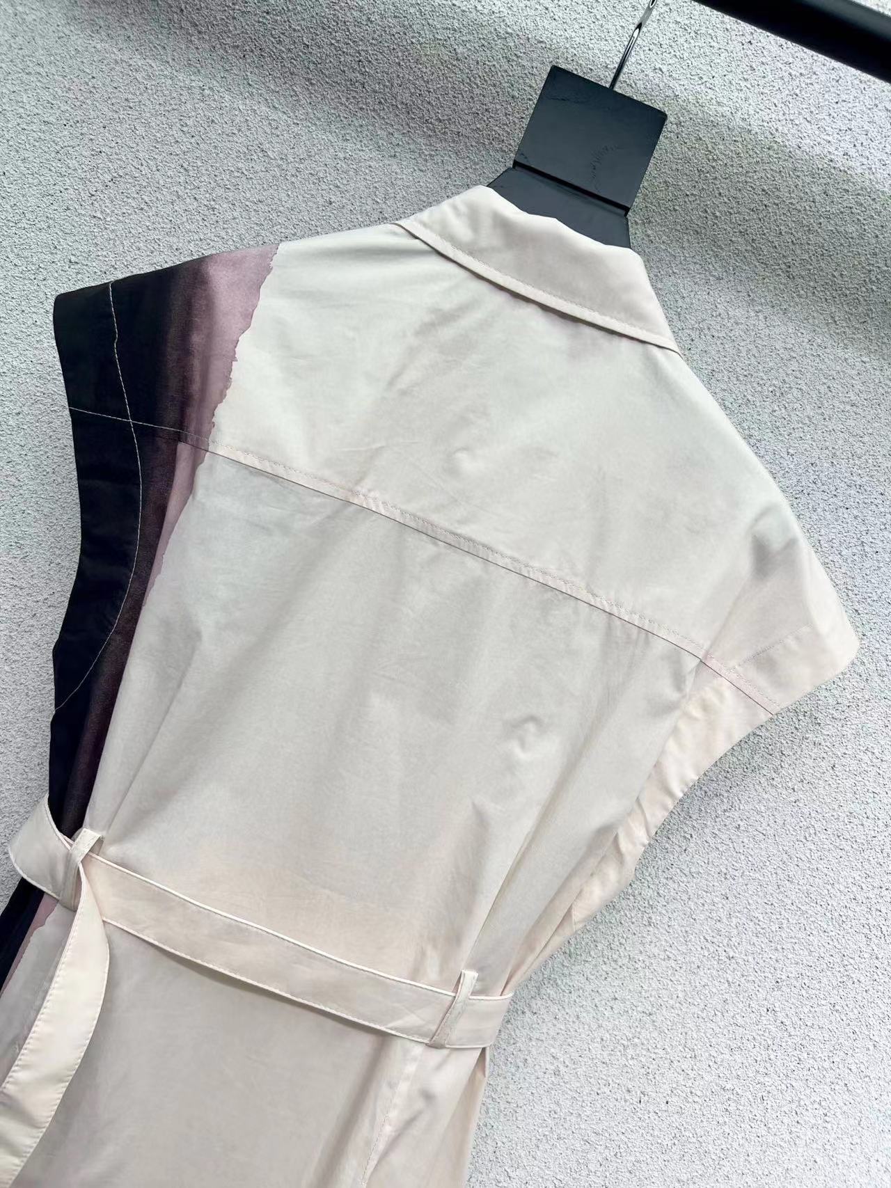 CD 25 Floral Dress With Belt Beige Cotton