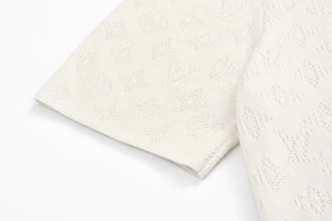 LV Short-sleeved Shirt White Wool