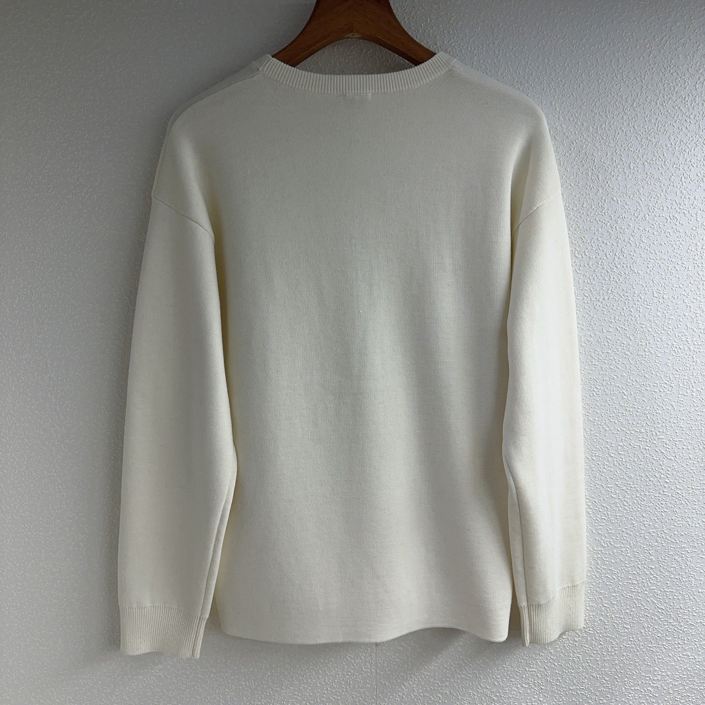 Loewe 2025 Round Neck Embroidered Large Logo Sweater White Gray Wool 321548