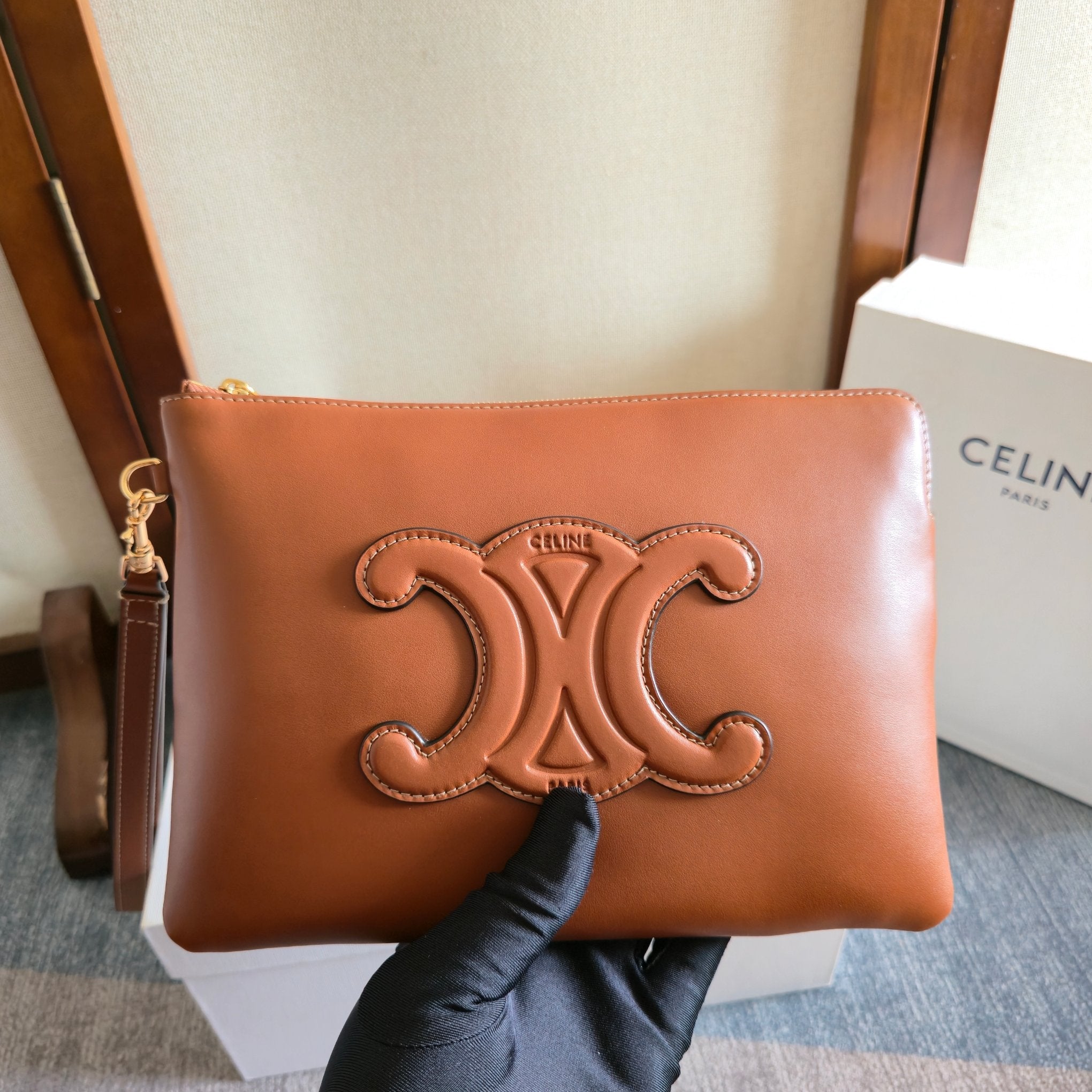 Celine 2025 Clutch Bag 24cm Cowhide 276330