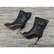 CL Guerilla Spikes Open Toe Ankle Boots 100mm Calf Leather Black