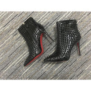 CL Snakilta Spiked Ankle Boots 100mm Patent Leather Black