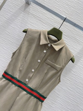 Gucci 25 Embossed Vest Skirt Polyester Fiber