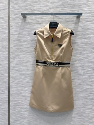 Prada 25 Vest Dress Black and Beige Polyester