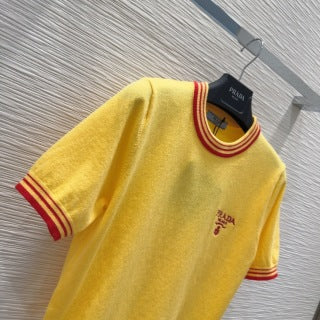 Prada 25 Logo Sweater Blue and Yellow Wool