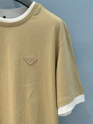 Prada 25 Short-sleeved T-shirt Yellow and Brown Cotton 219505