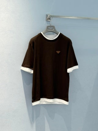 Prada 25 Short-sleeved T-shirt Yellow and Brown Cotton 219505