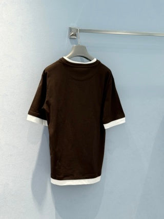 Prada 25 Short-sleeved T-shirt Yellow and Brown Cotton 219505