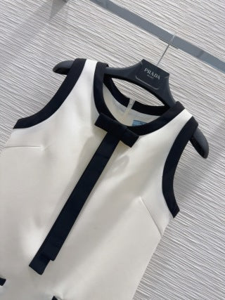Prada 25 Sleeveless Dress Black and White Polyester