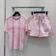 CD 25 Short Sleeve Clothing Set Pink Polyester