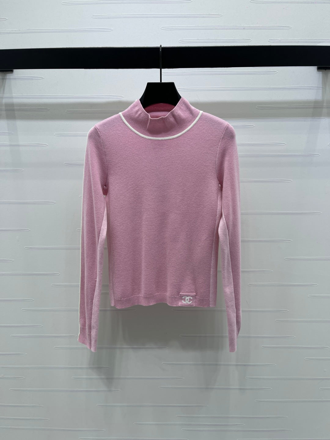 Chanel 2026 High-Neck Base Layer Top Black Cream Pink Wool