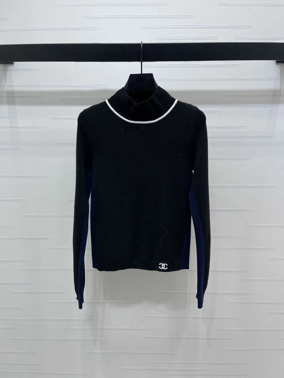 Chanel 2026 High-Neck Base Layer Top Black Cream Pink Wool