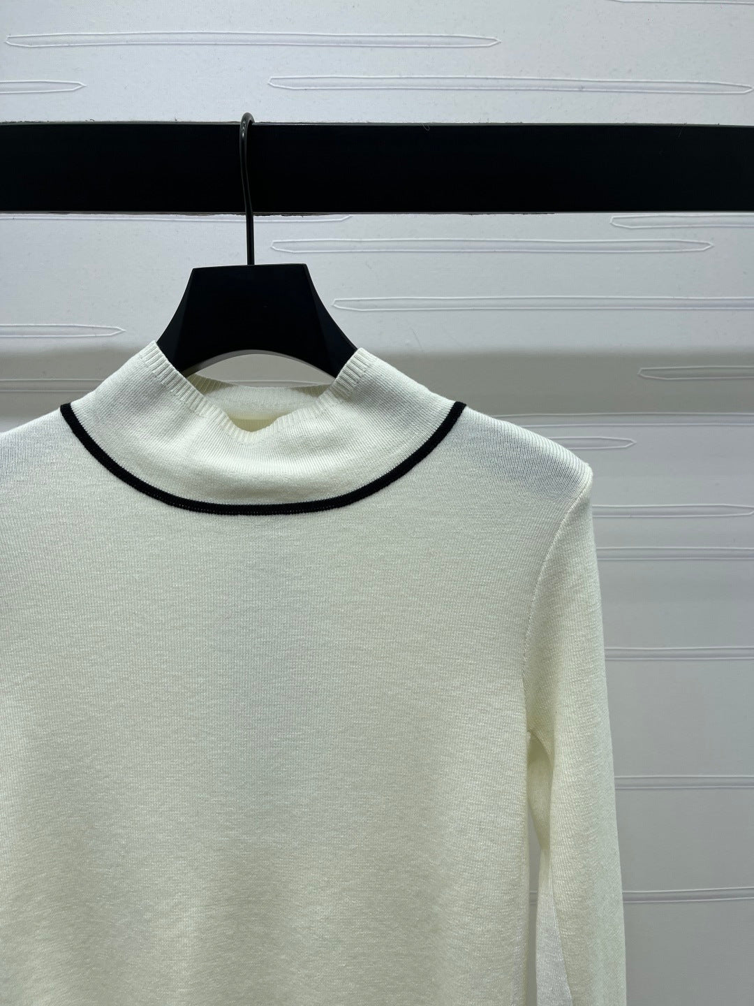 Chanel 2026 High-Neck Base Layer Top Black Cream Pink Wool