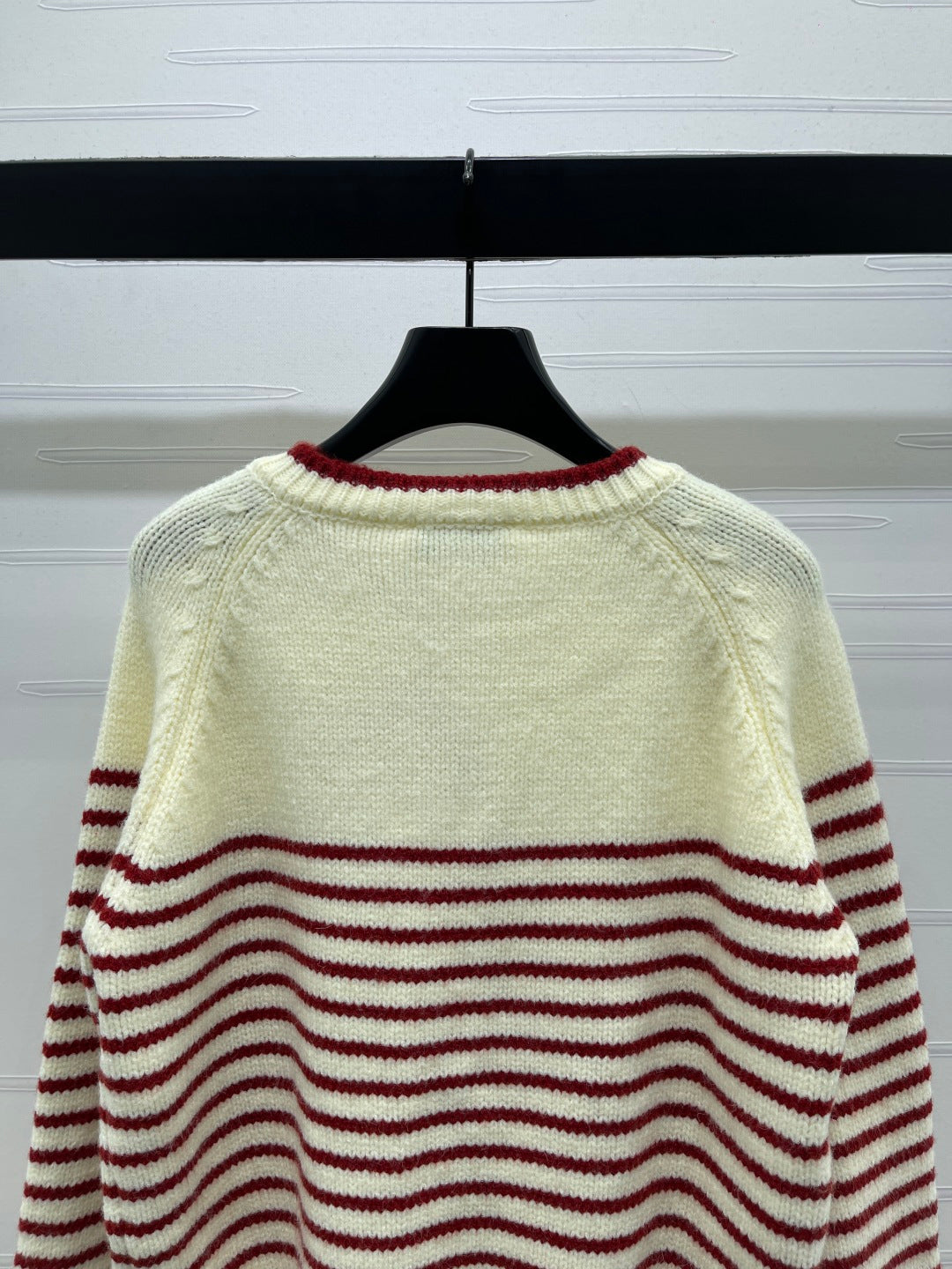 Chanel 2026 Striped Knit Crew Neck Long-sleeved Cardigan Wool