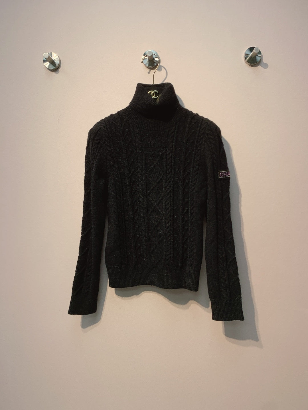 Chanel 25 Cable-knit Turtleneck Sweater Cashmere 317402