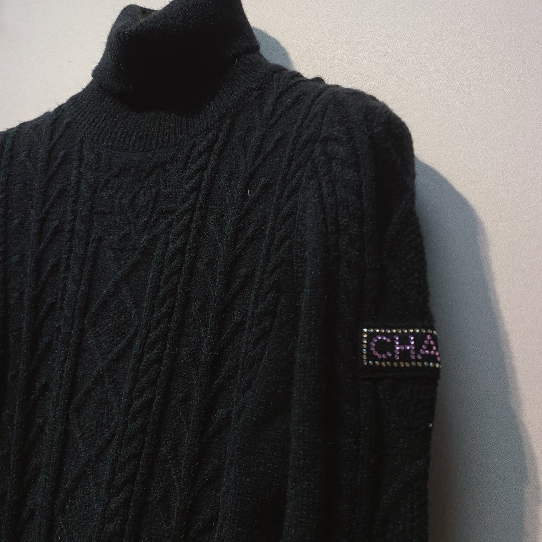 Chanel 25 Cable-knit Turtleneck Sweater Cashmere 317402