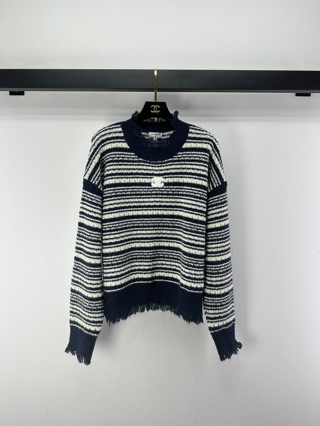 Chanel 2025 Striped Sweater Blue and Red Wool Cashmere