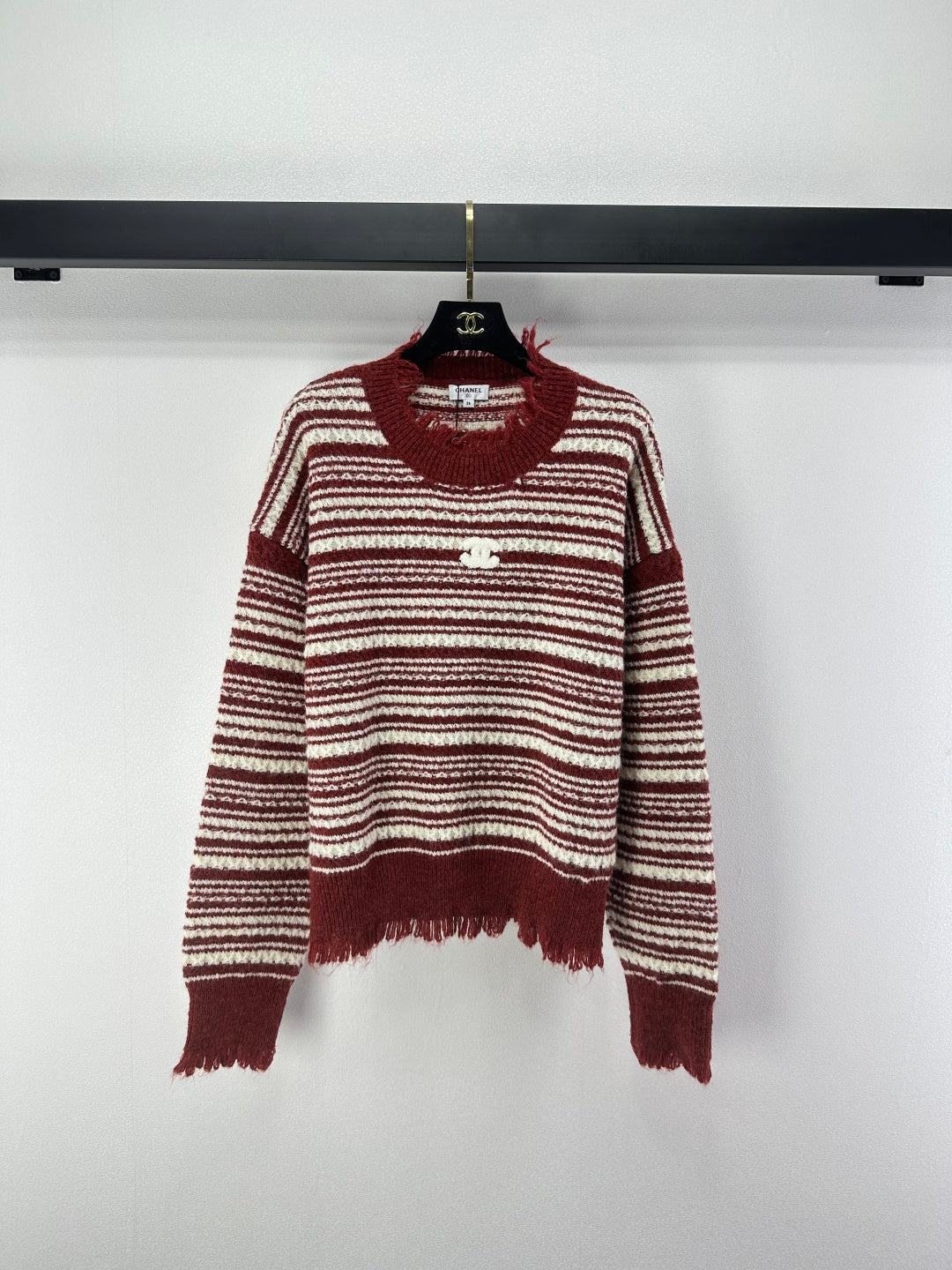 Chanel 2025 Striped Sweater Blue and Red Wool Cashmere