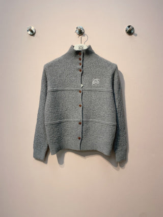 Loewe 2025 Cardigan White and Grey Wool 327437