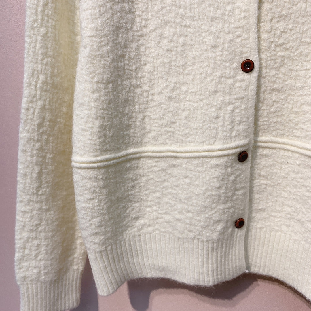 Loewe 2025 Cardigan White and Grey Wool 327437