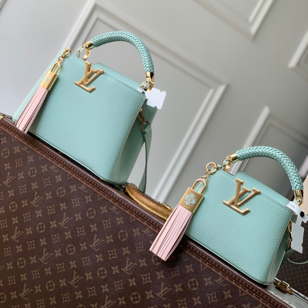 LV 2025  Capucines BB Bag Mint Green Taurillon Leather 347420