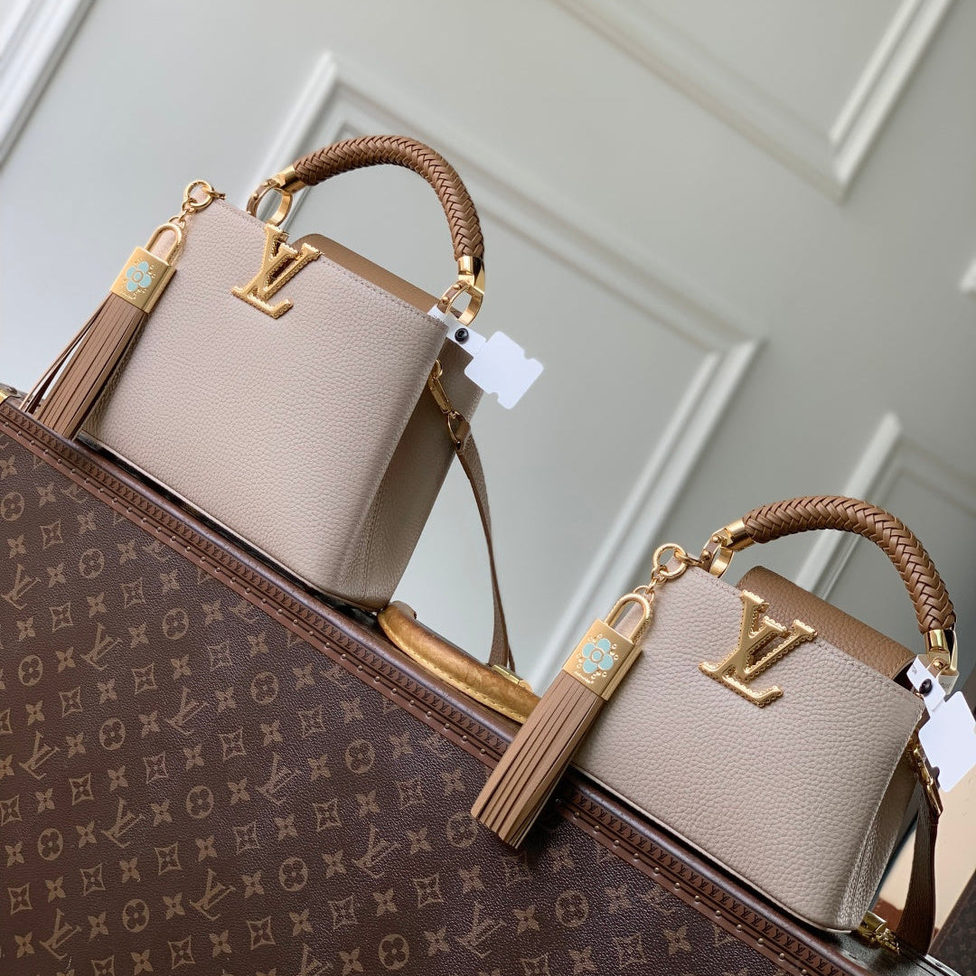 LV 2025  Capucines BB Bag Cream mix Arizona Beige Taurillon Leather 347423
