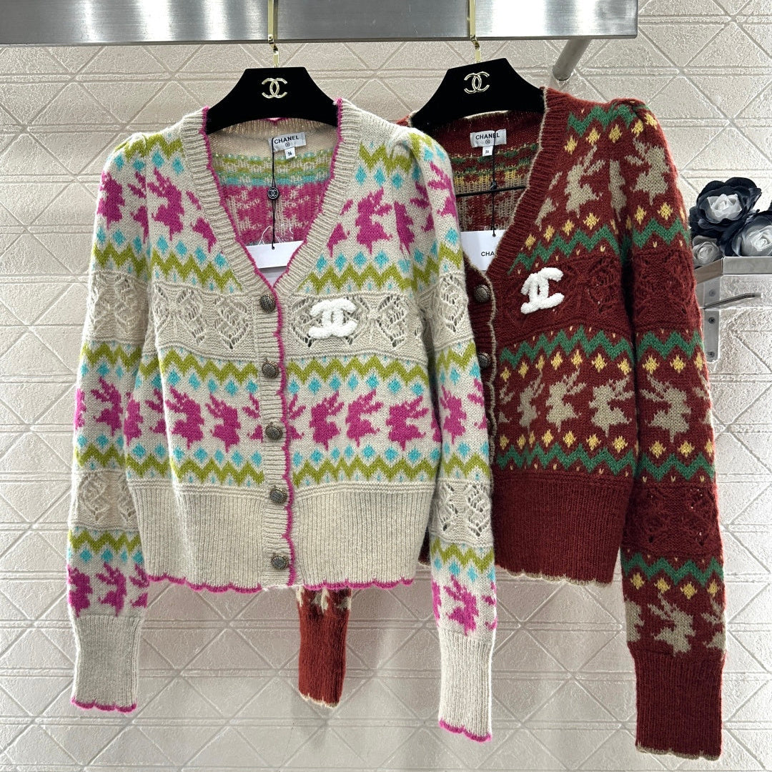 CC 26 Striped Jacquard Knit Cardigan Multicolor Wool Cashmere 331700