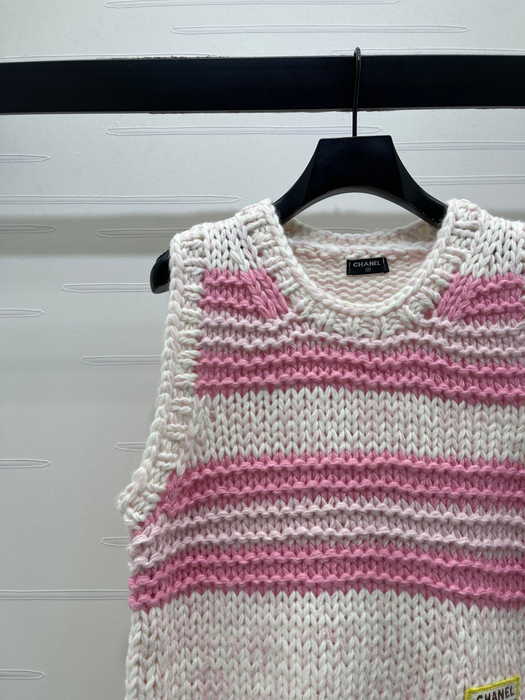 Chanel 2026 Crew Neck Striped Knit Vest Cashmere 983319