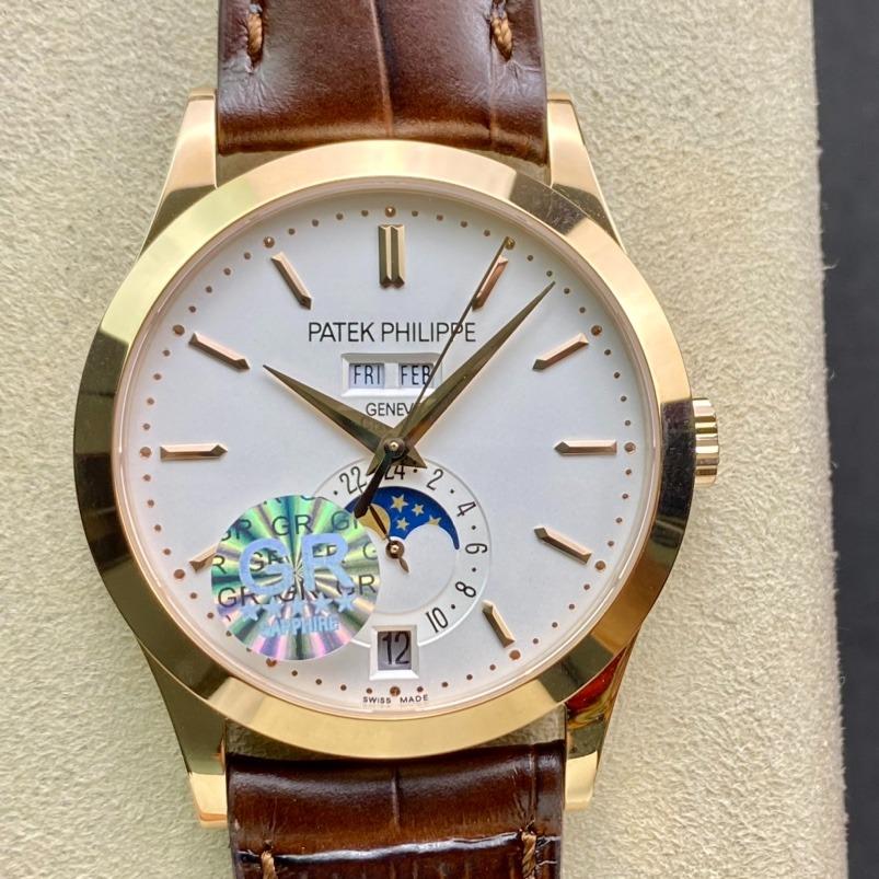 PATEK CALATRAVA MOONPHASE ANNUAL CALENDAR GOLD CASE WHITE DIAL