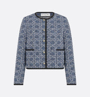 CD 25 Round Neck Suit Small Jacket Blue Cotton Silk