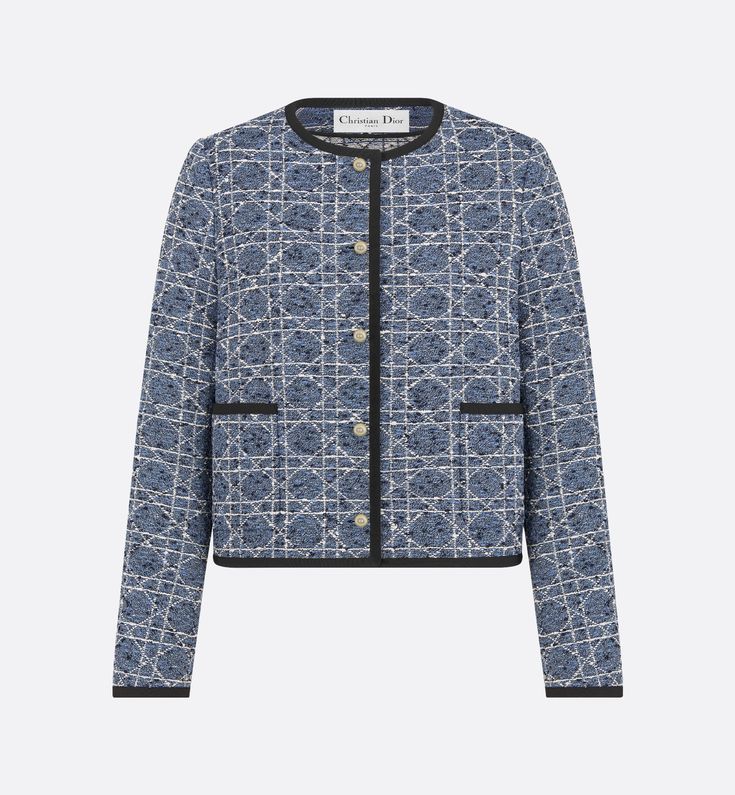 CD 25 Round Neck Suit Small Jacket Blue Cotton Silk