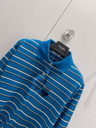 Prada 25 Striped Set Blue Cotton 210598