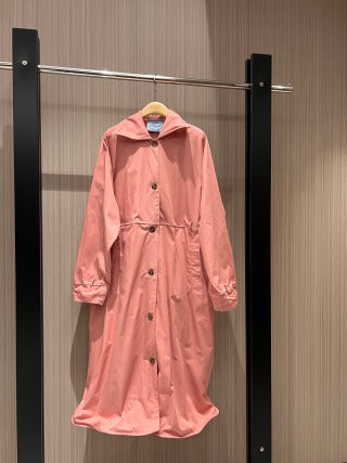 Prada 25 Long Coat Beige and Pink Cotton