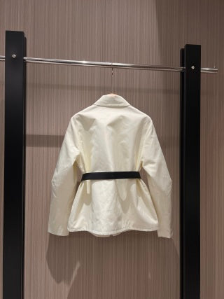 Prada Belted Jackets Black and White Poliamide