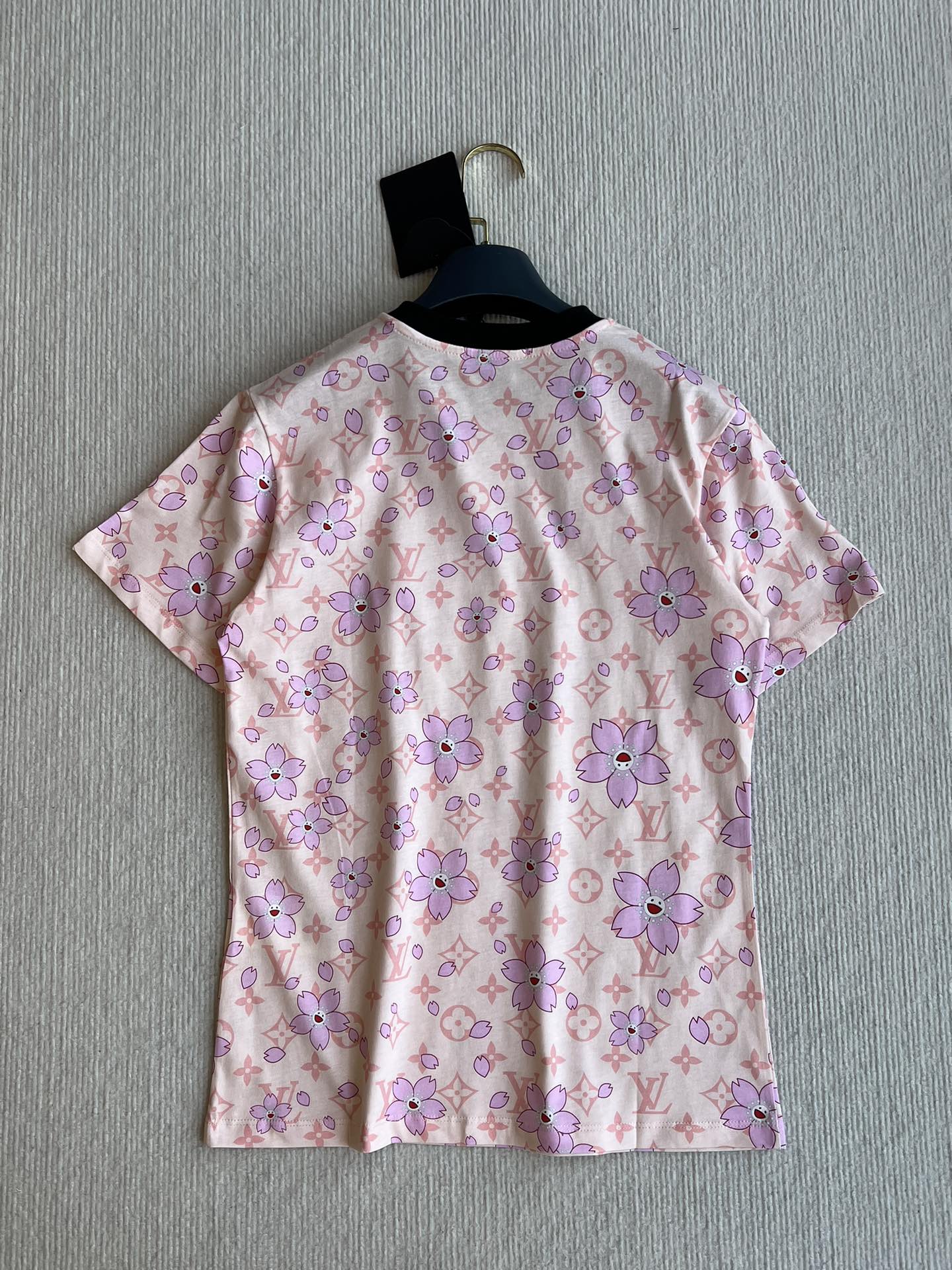 LV 25 Sakura Flower T-Shirt Pink Brown Cotton
