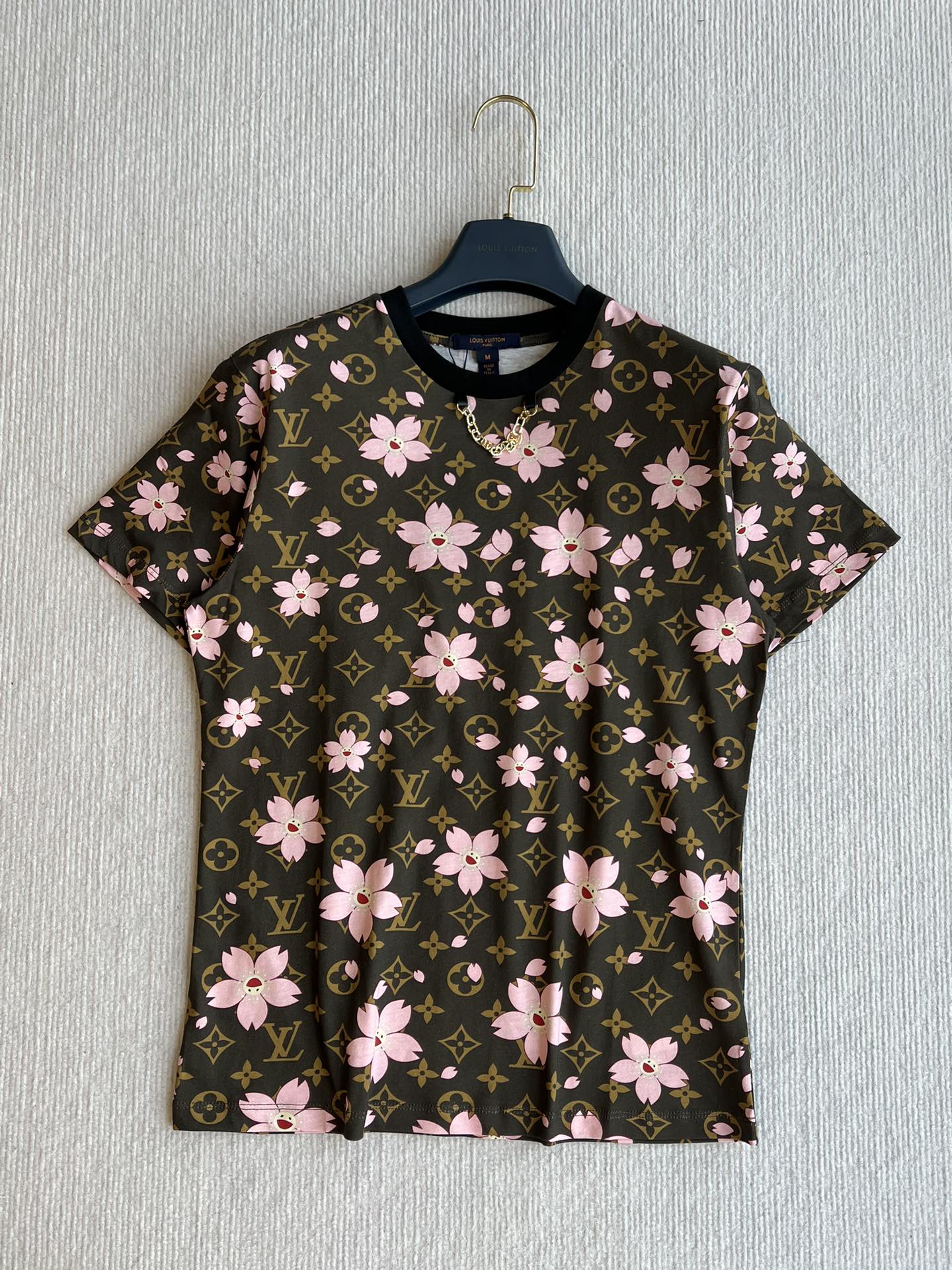 LV 25 Sakura Flower T-Shirt Pink Brown Cotton