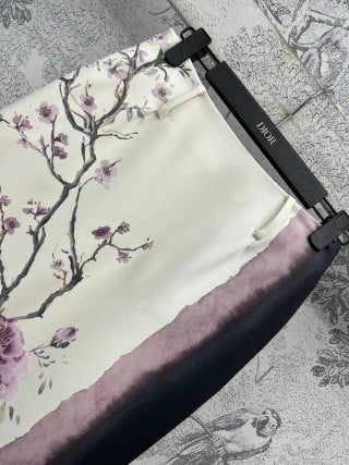 CD 25 Floral Print Maxi Skirt Beige Polyester