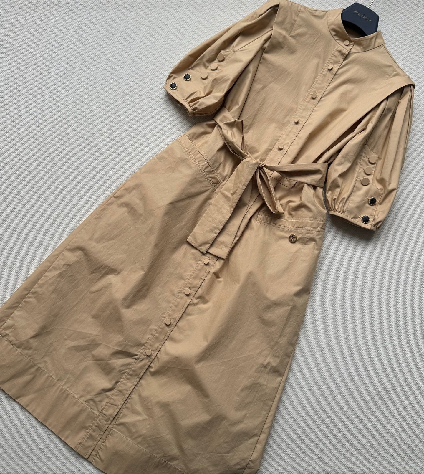 LV Modern Long Skirt White Light Brown Cotton