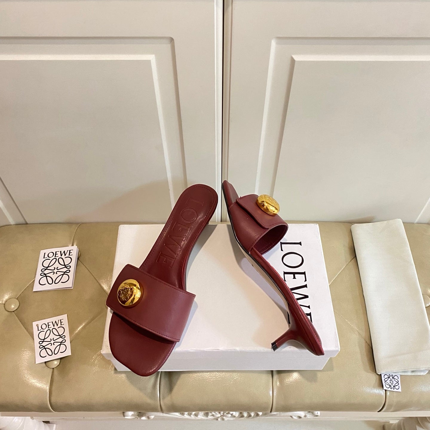 Loewe 25 Pebble Leather  Mule 45mm Multicolor Cowhide