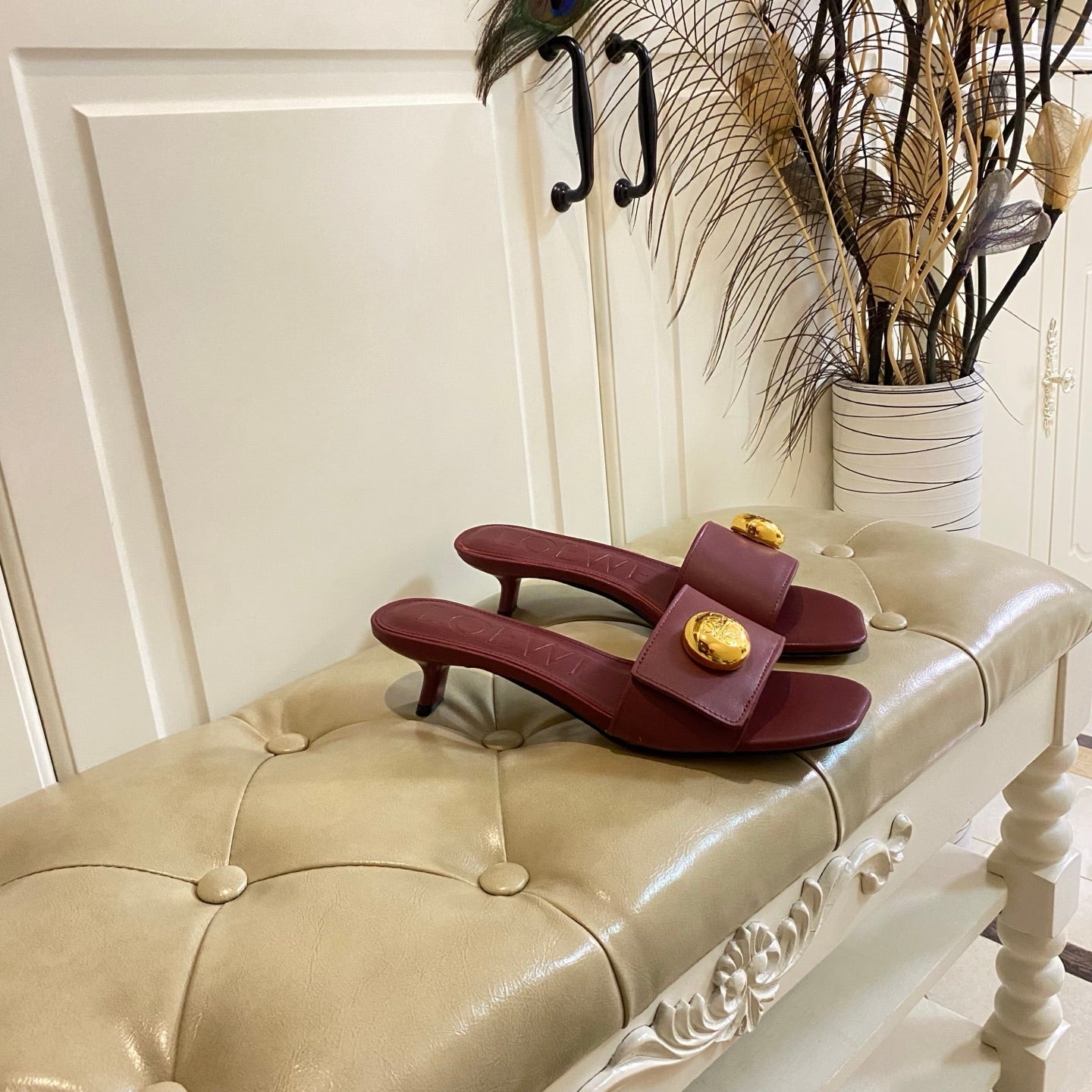 Loewe 25 Pebble Leather  Mule 45mm Multicolor Cowhide