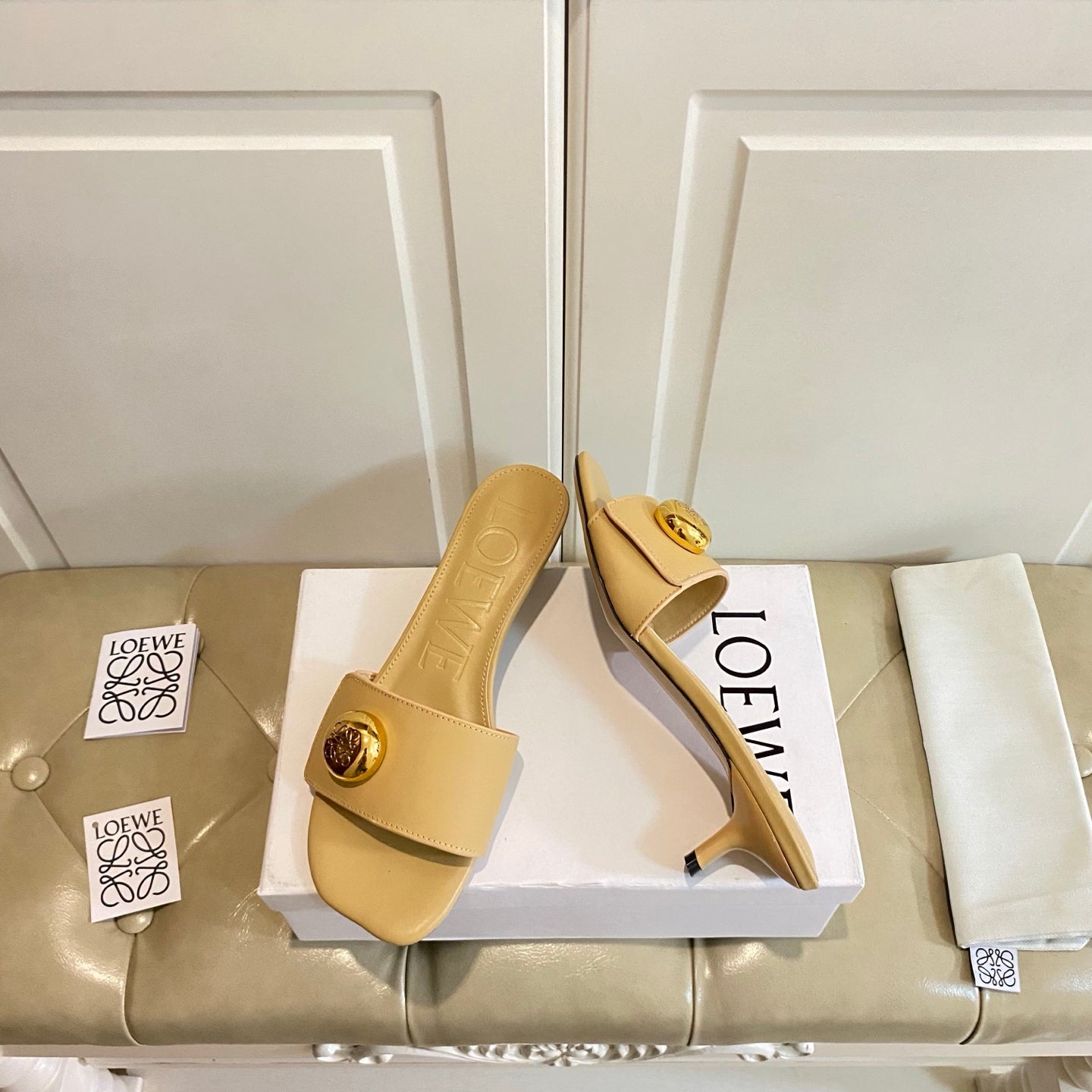 Loewe 25 Pebble Leather  Mule 45mm Multicolor Cowhide