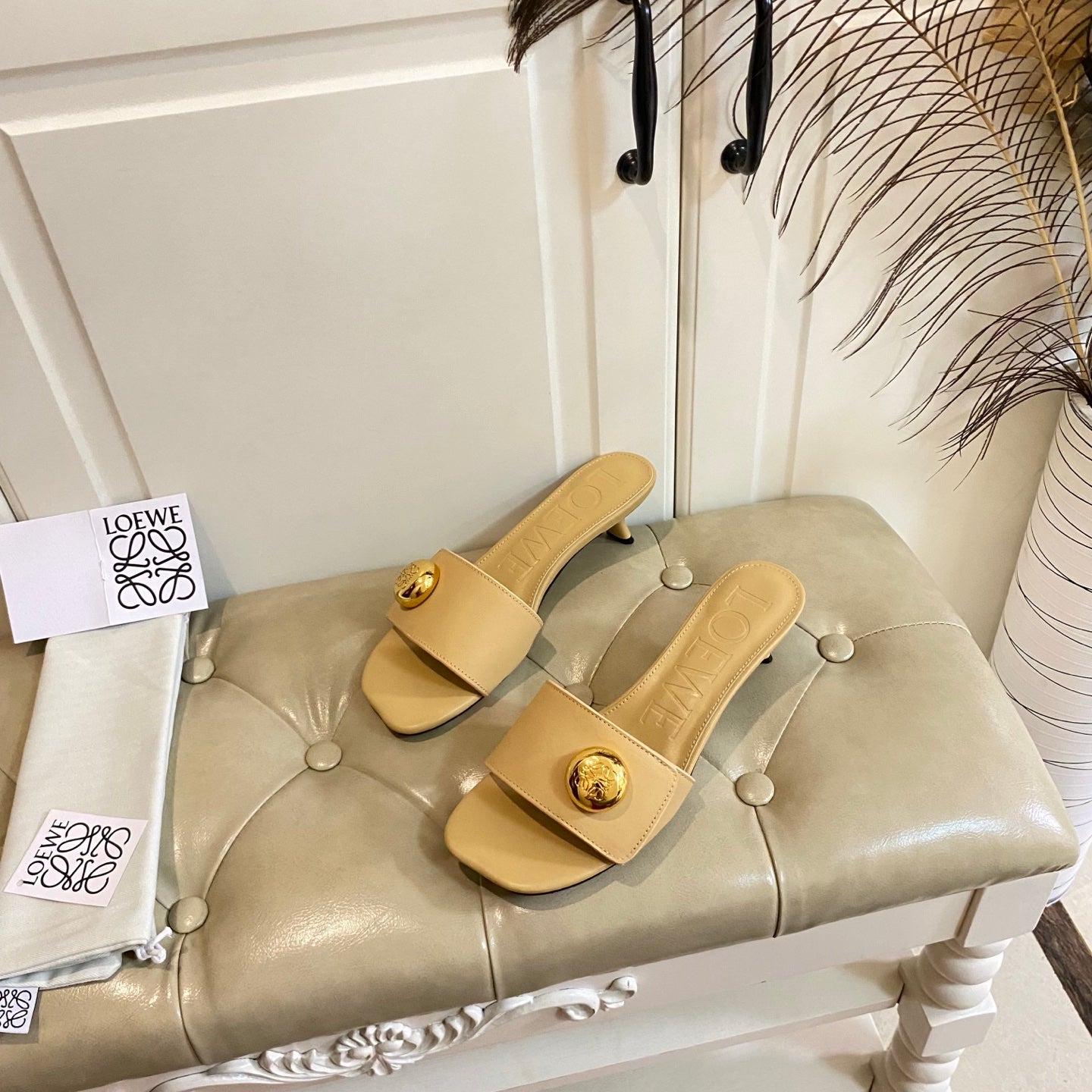 Loewe 25 Pebble Leather  Mule 45mm Multicolor Cowhide