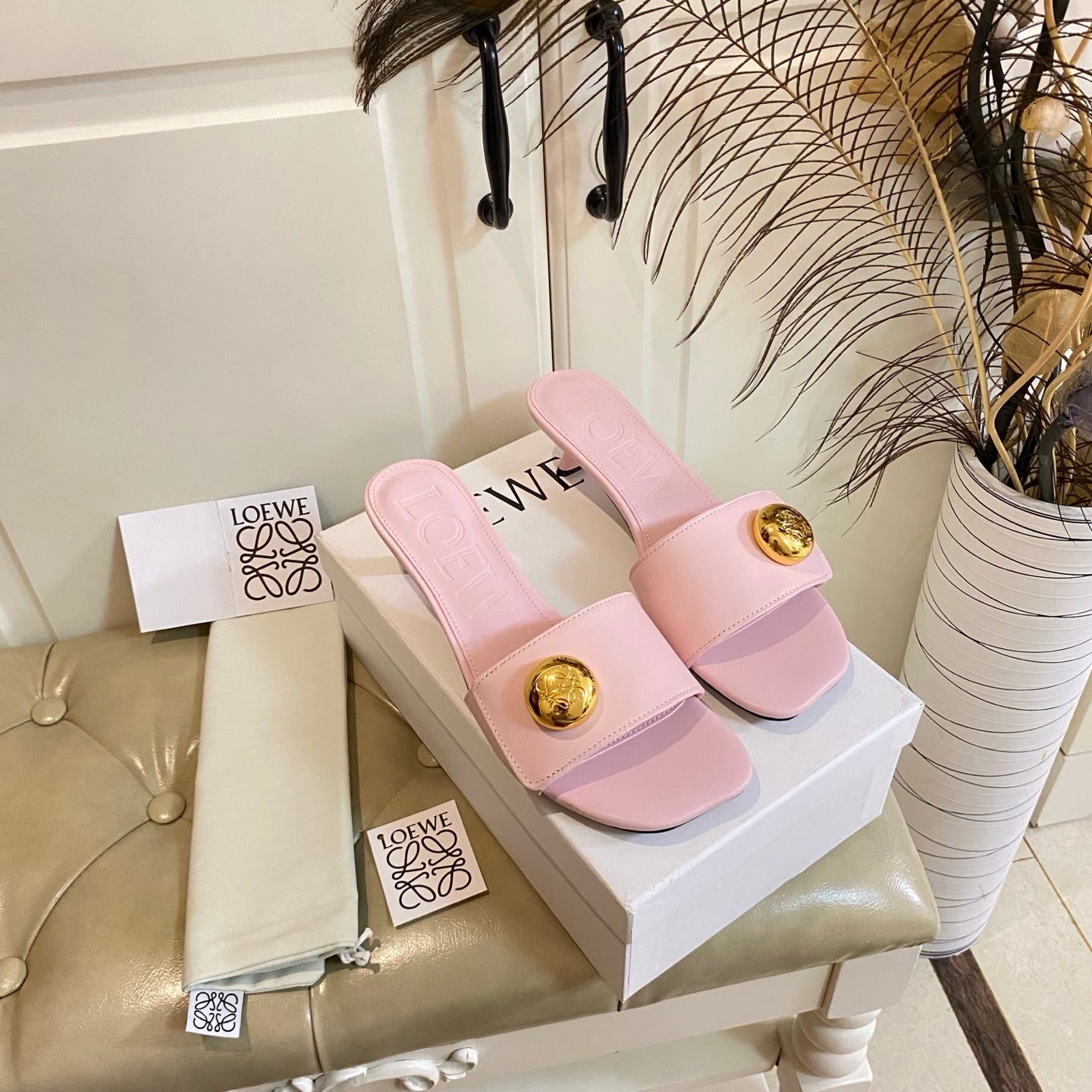 Loewe 25 Pebble Leather  Mule 45mm Multicolor Cowhide