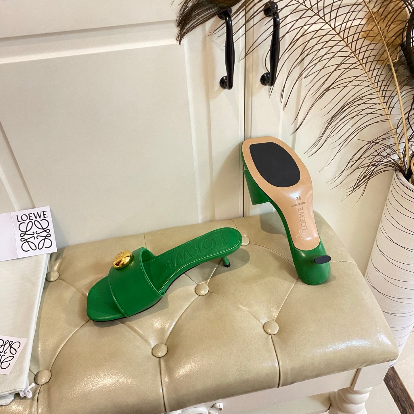 Loewe 25 Pebble Leather  Mule 45mm Multicolor Cowhide