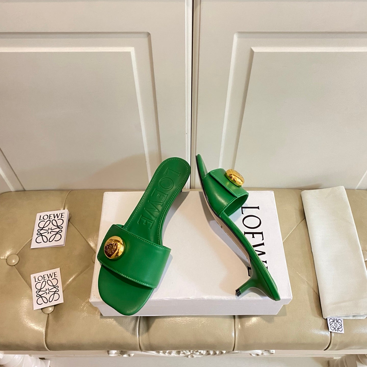 Loewe 25 Pebble Leather  Mule 45mm Multicolor Cowhide