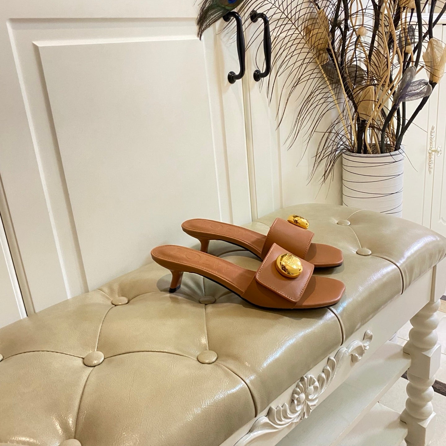 Loewe 25 Pebble Leather  Mule 45mm Multicolor Cowhide